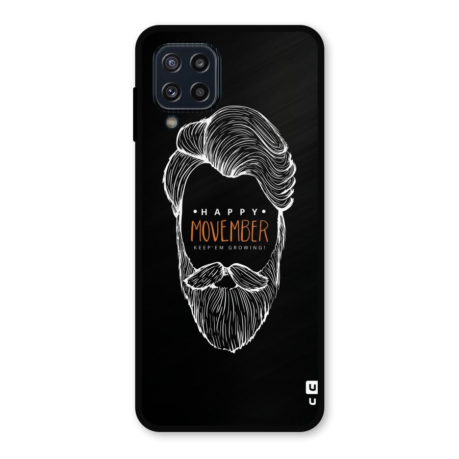Happy Movember Black Metal Back Case for Galaxy M32