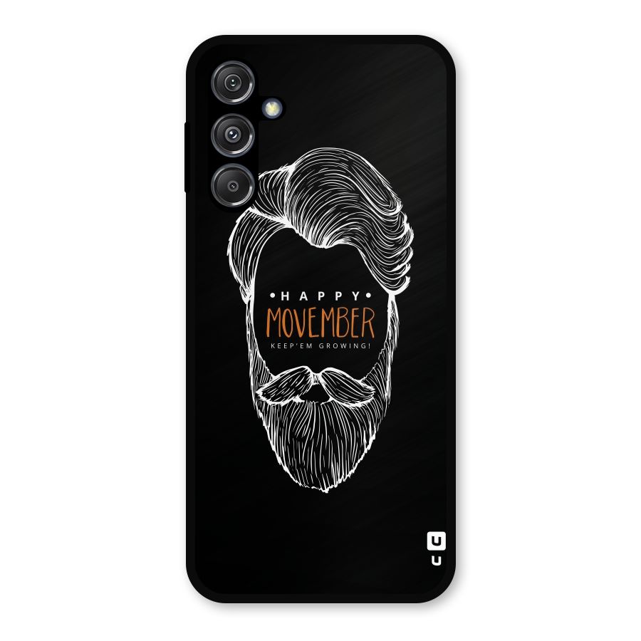 Happy Movember Black Metal Back Case for Galaxy M34 5G