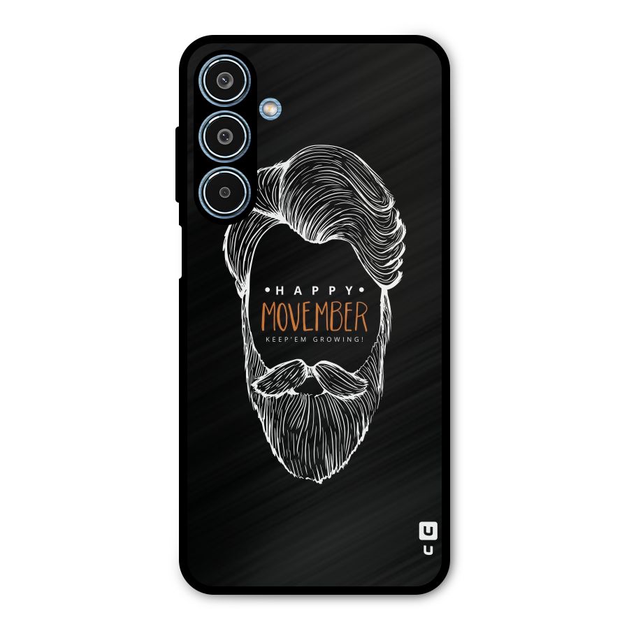 Happy Movember Black Metal Back Case for Galaxy M35