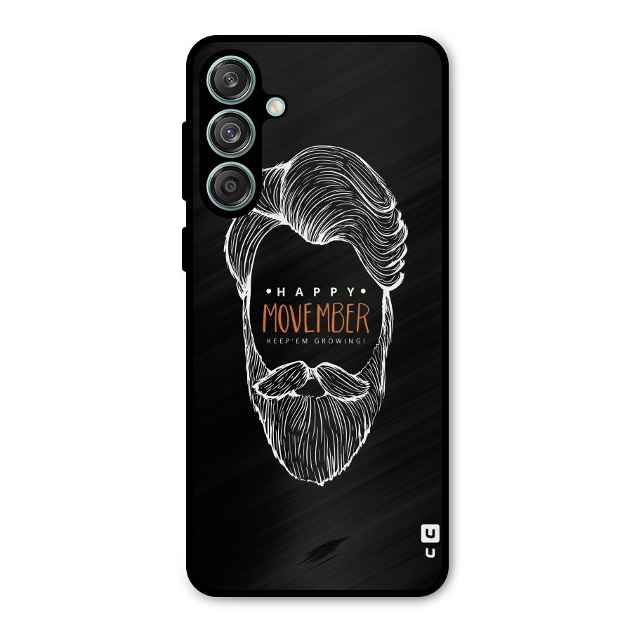 Happy Movember Black Metal Back Case for Galaxy M55 5G