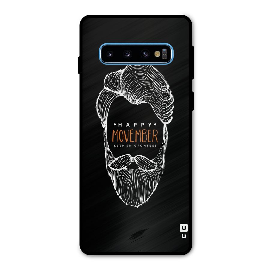 Happy Movember Black Metal Back Case for Galaxy S10