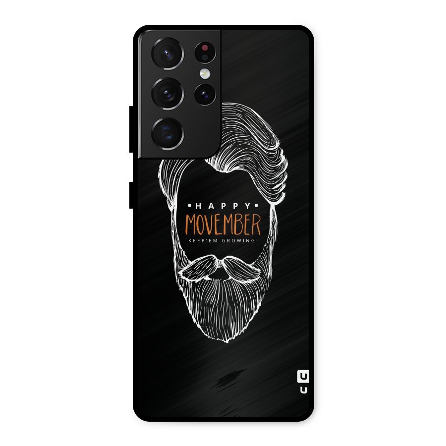 Happy Movember Black Metal Back Case for Galaxy S21 Ultra 5G