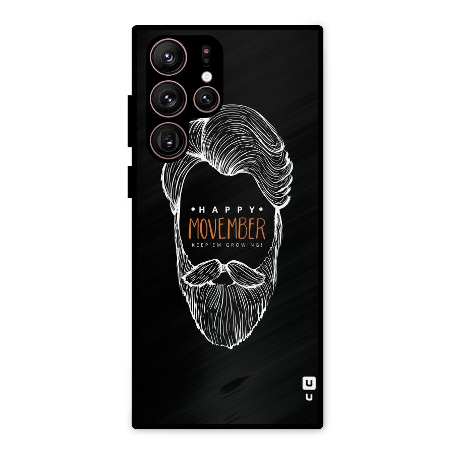 Happy Movember Black Metal Back Case for Galaxy S22 Ultra 5G