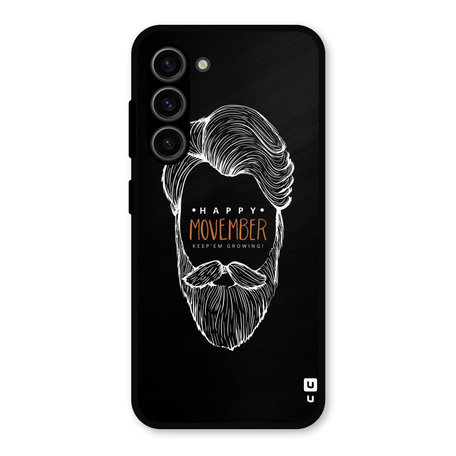 Happy Movember Black Metal Back Case for Galaxy S23