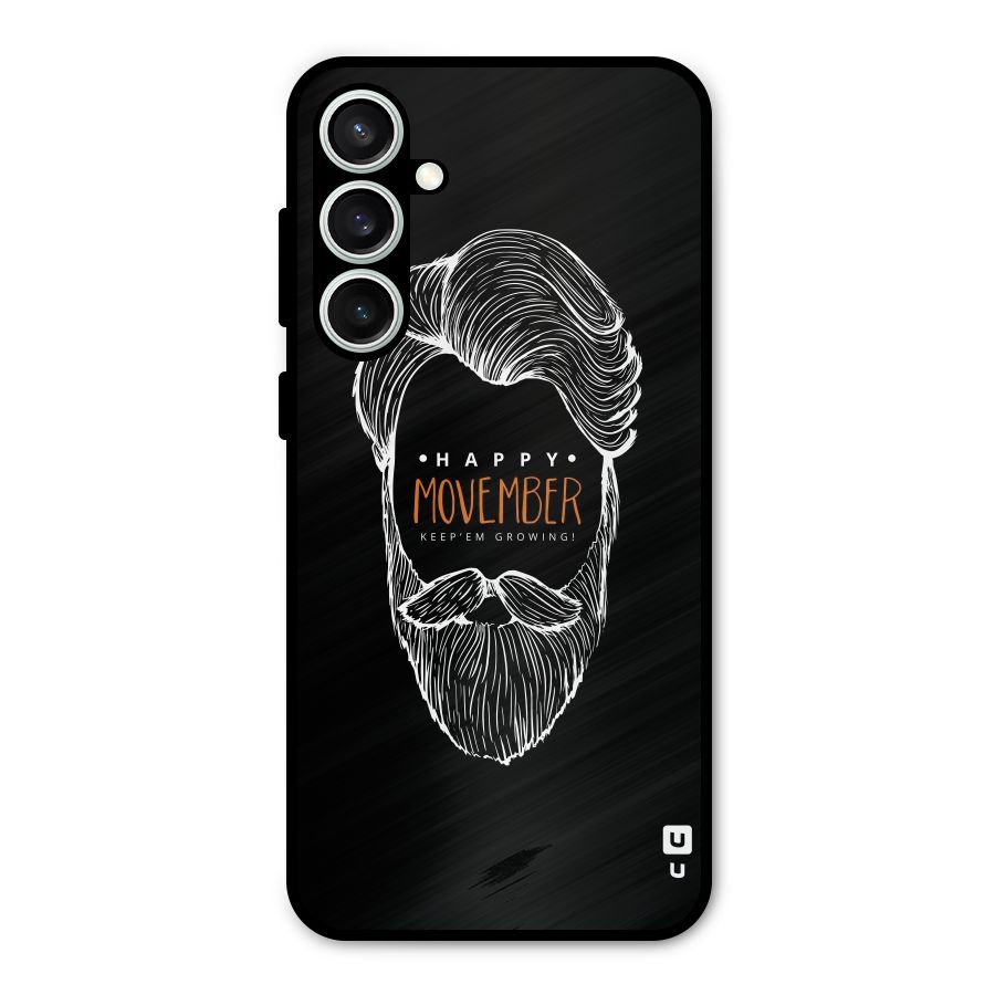 Happy Movember Black Metal Back Case for Galaxy S23 FE