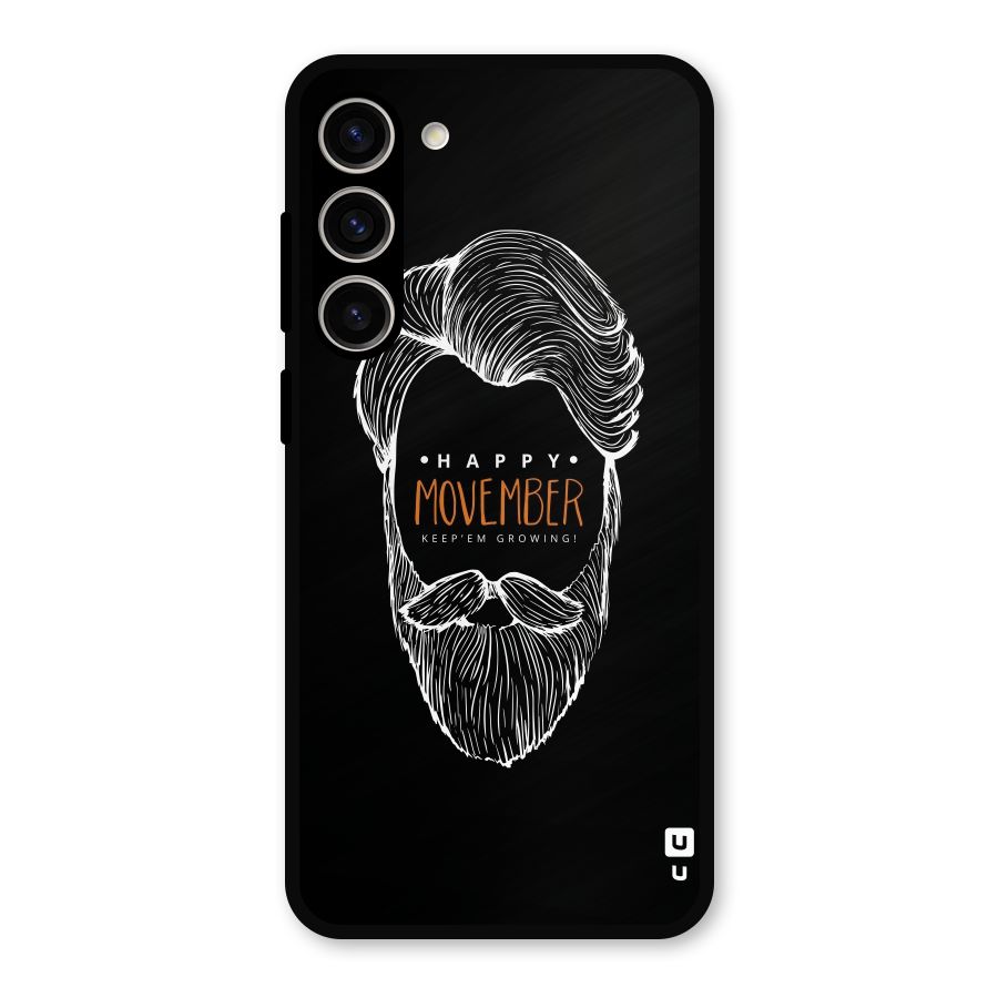 Happy Movember Black Metal Back Case for Galaxy S23 Plus