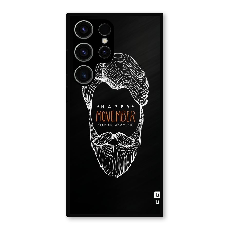Happy Movember Black Metal Back Case for Galaxy S23 Ultra