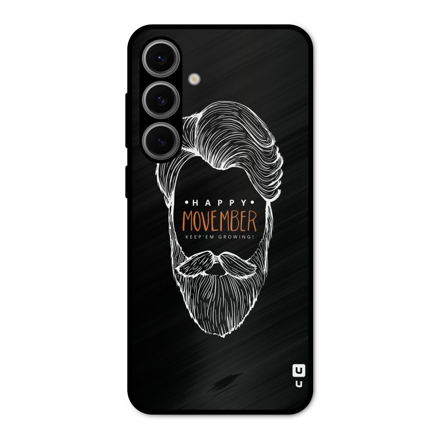 Happy Movember Black Metal Back Case for Galaxy S24 FE