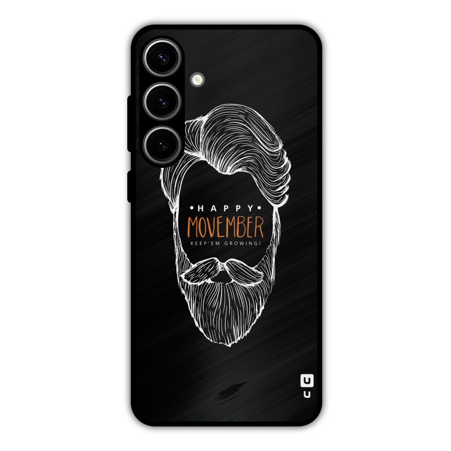 Happy Movember Black Metal Back Case for Galaxy S24 Plus