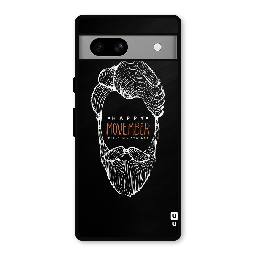 Happy Movember Black Metal Back Case for Google Pixel 7a