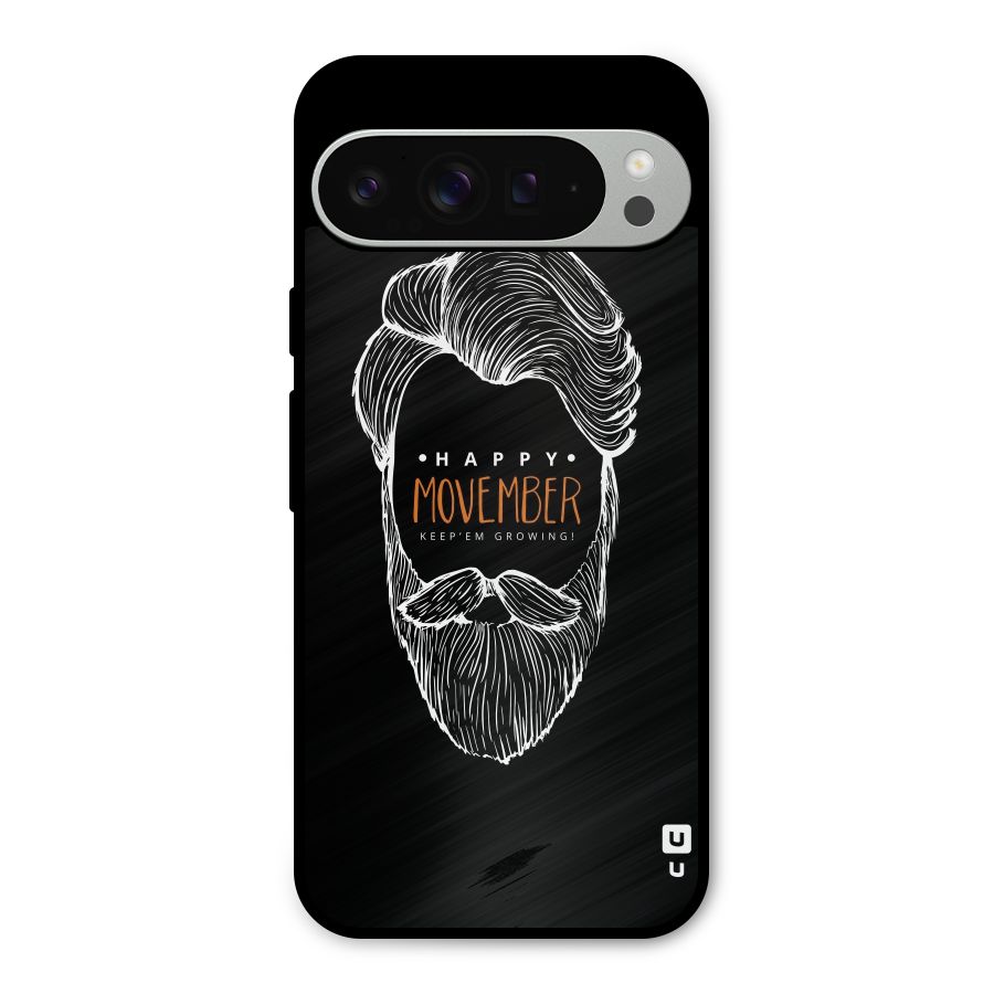 Happy Movember Black Metal Back Case for Google Pixel 9 Pro XL