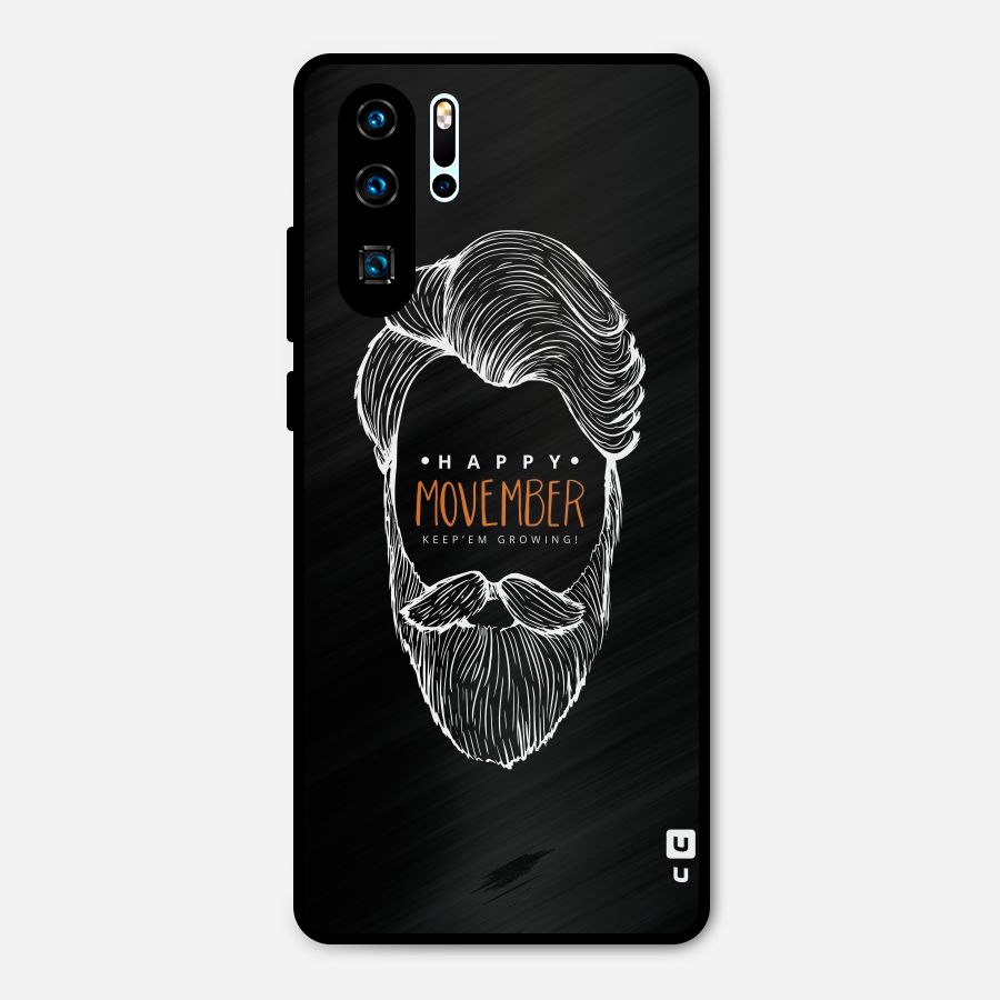 Happy Movember Black Metal Back Case for Huawei P30 Pro