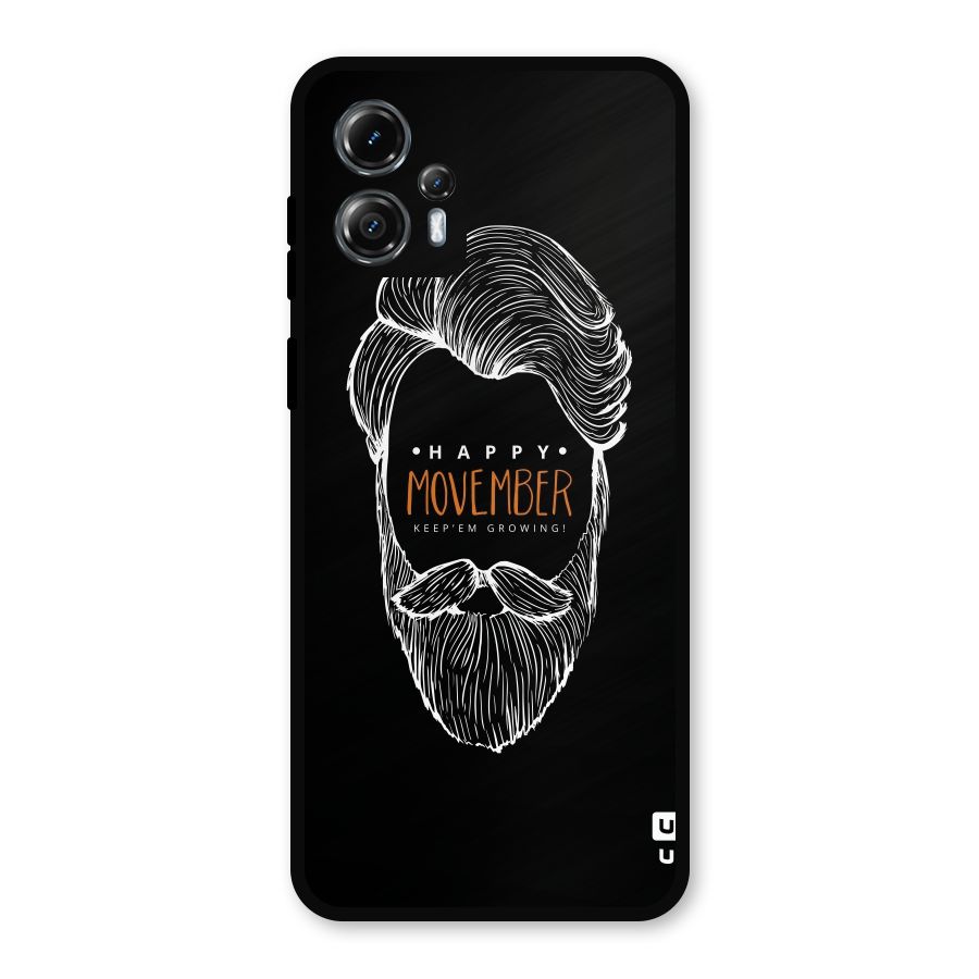 Happy Movember Black Metal Back Case for Moto G13