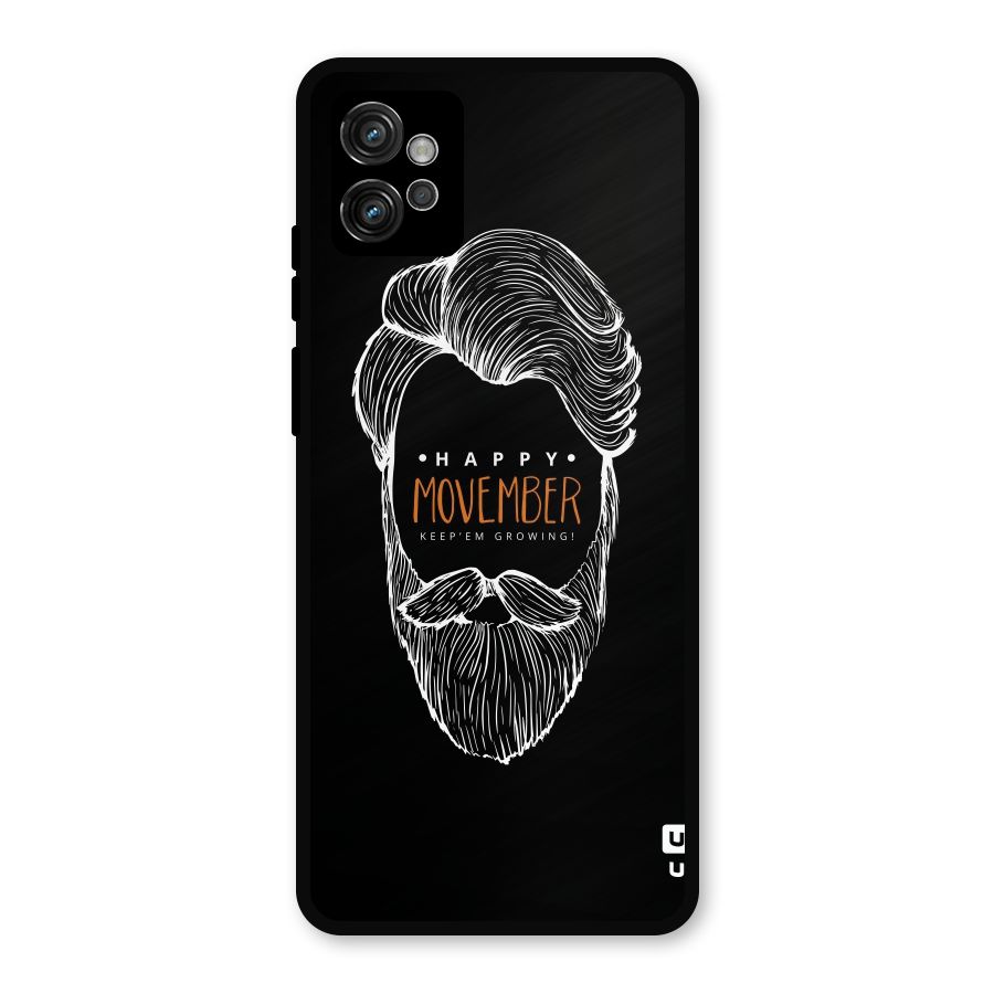 Happy Movember Black Metal Back Case for Moto G32