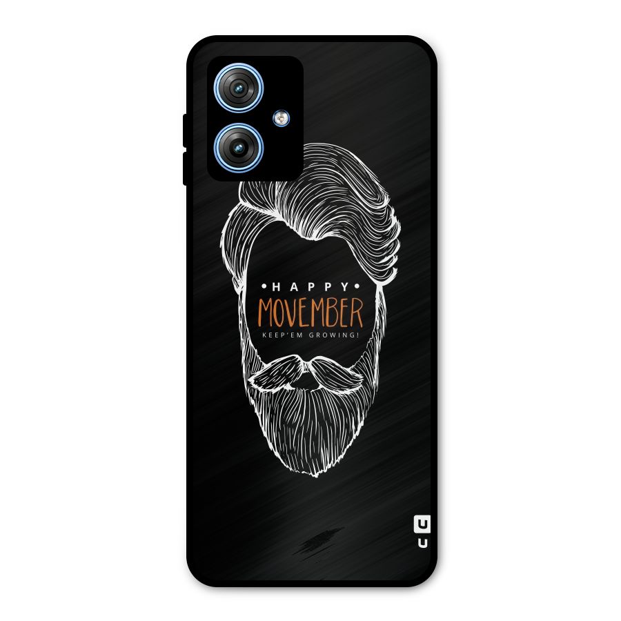 Happy Movember Black Metal Back Case for Moto G54