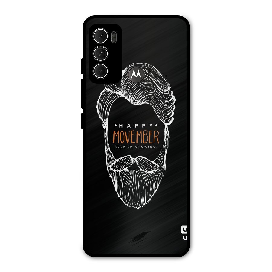 Happy Movember Black Metal Back Case for Moto G60