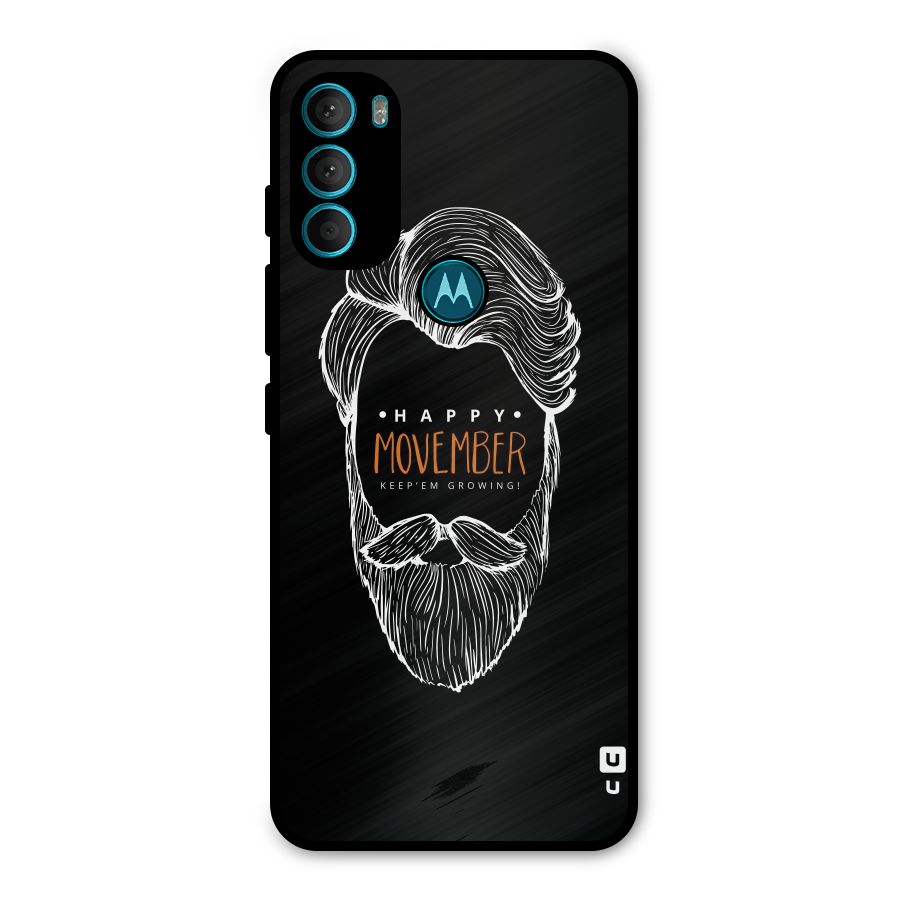 Happy Movember Black Metal Back Case for Moto G71 5G