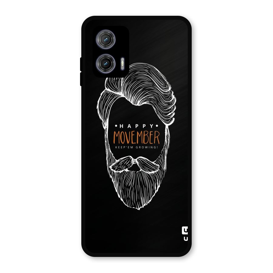 Happy Movember Black Metal Back Case for Moto G73