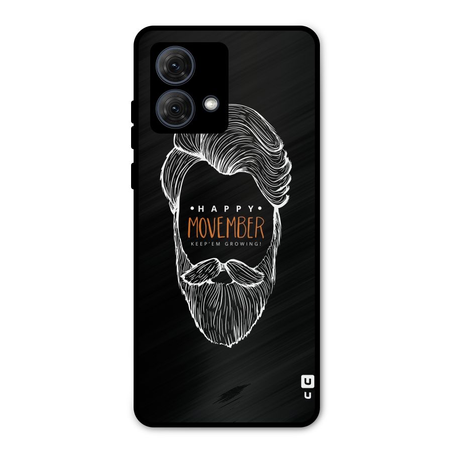 Happy Movember Black Metal Back Case for Moto G84
