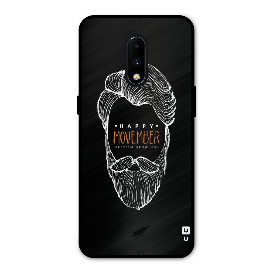 Happy Movember Black Metal Back Case for OnePlus 7