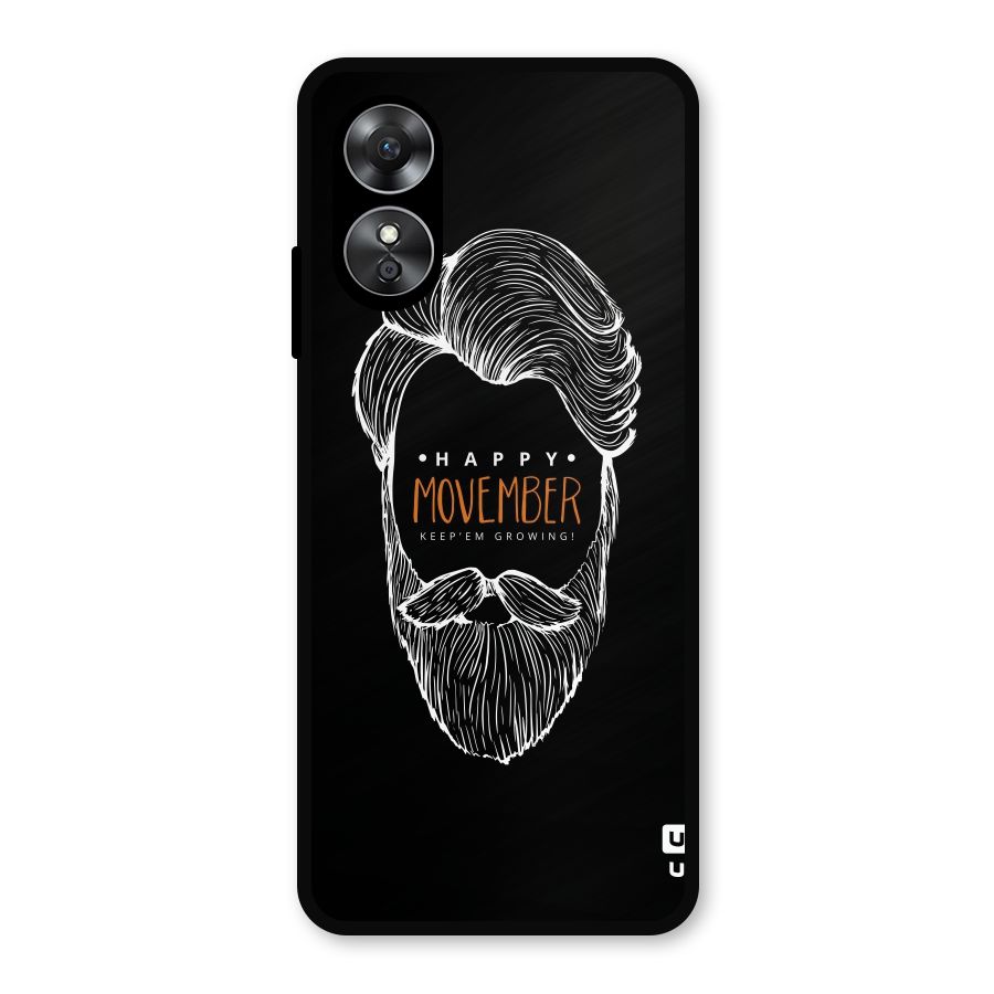 Happy Movember Black Metal Back Case for Oppo A17