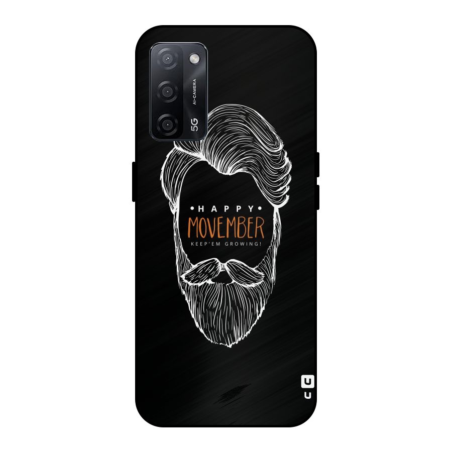 Happy Movember Black Metal Back Case for Oppo A53s 5G