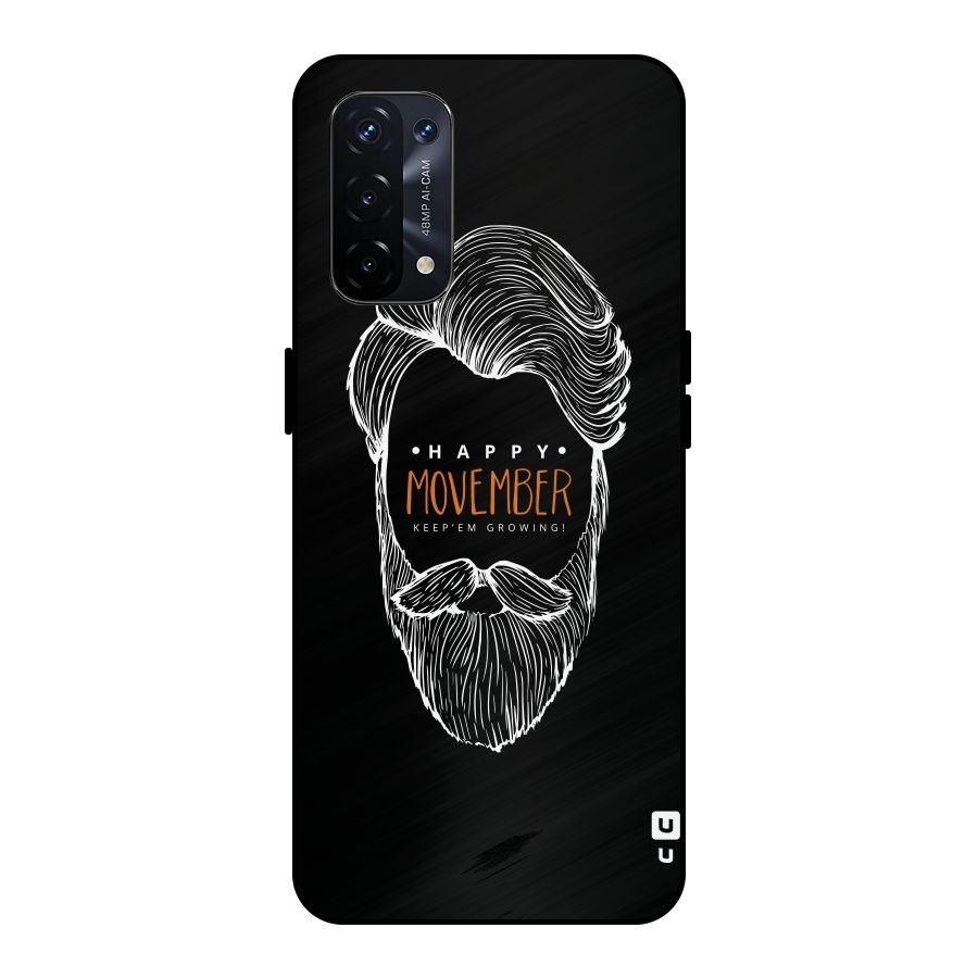 Happy Movember Black Metal Back Case for Oppo A74 5G