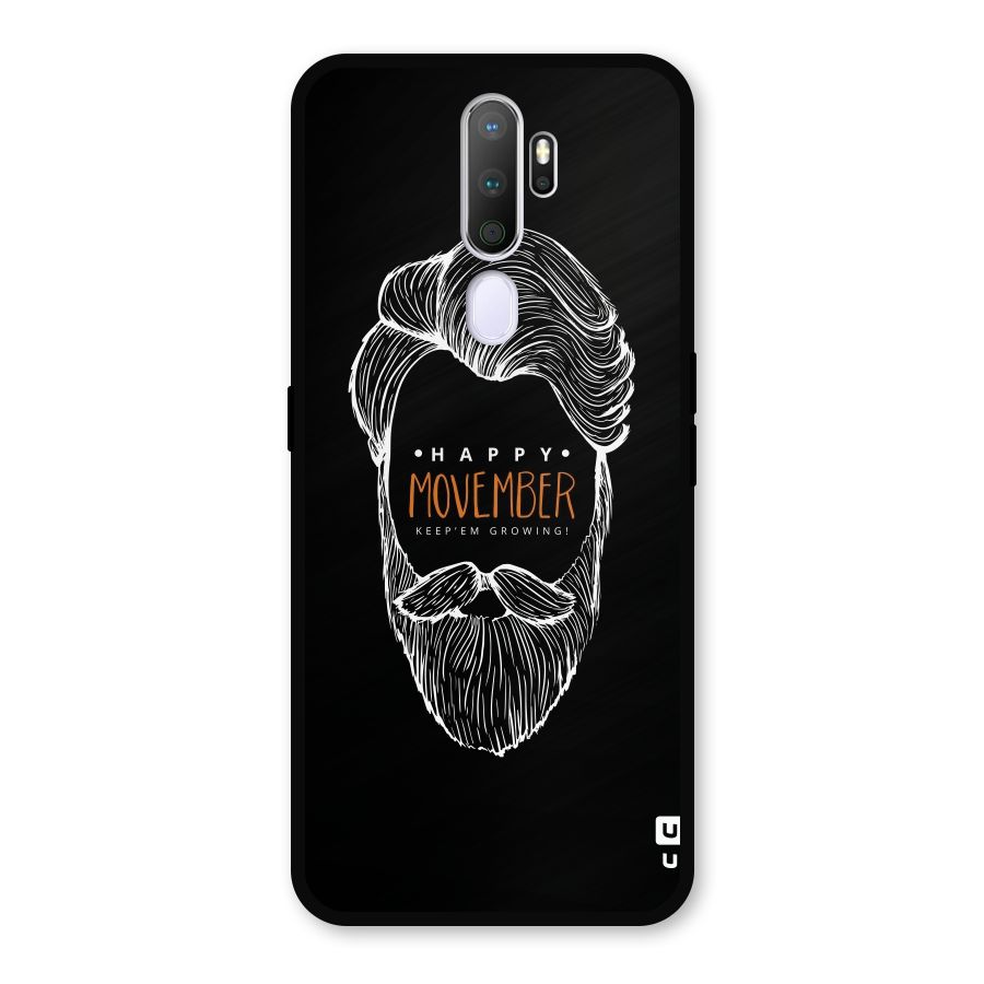 Happy Movember Black Metal Back Case for Oppo A9 (2020)