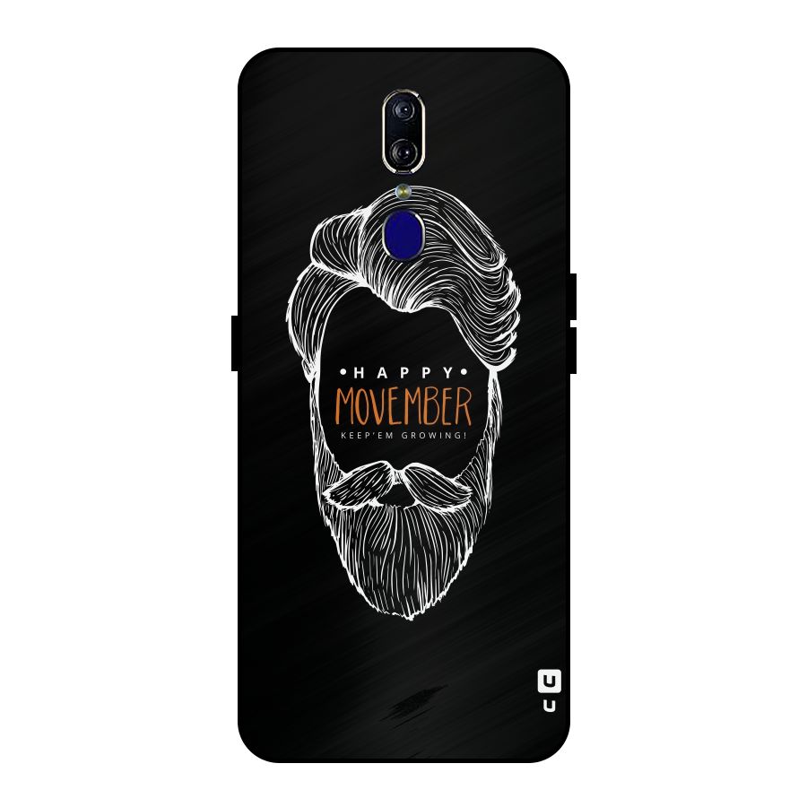 Happy Movember Black Metal Back Case for Oppo F11
