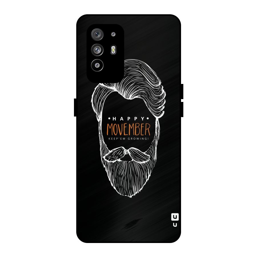 Happy Movember Black Metal Back Case for Oppo F19 Pro Plus 5G