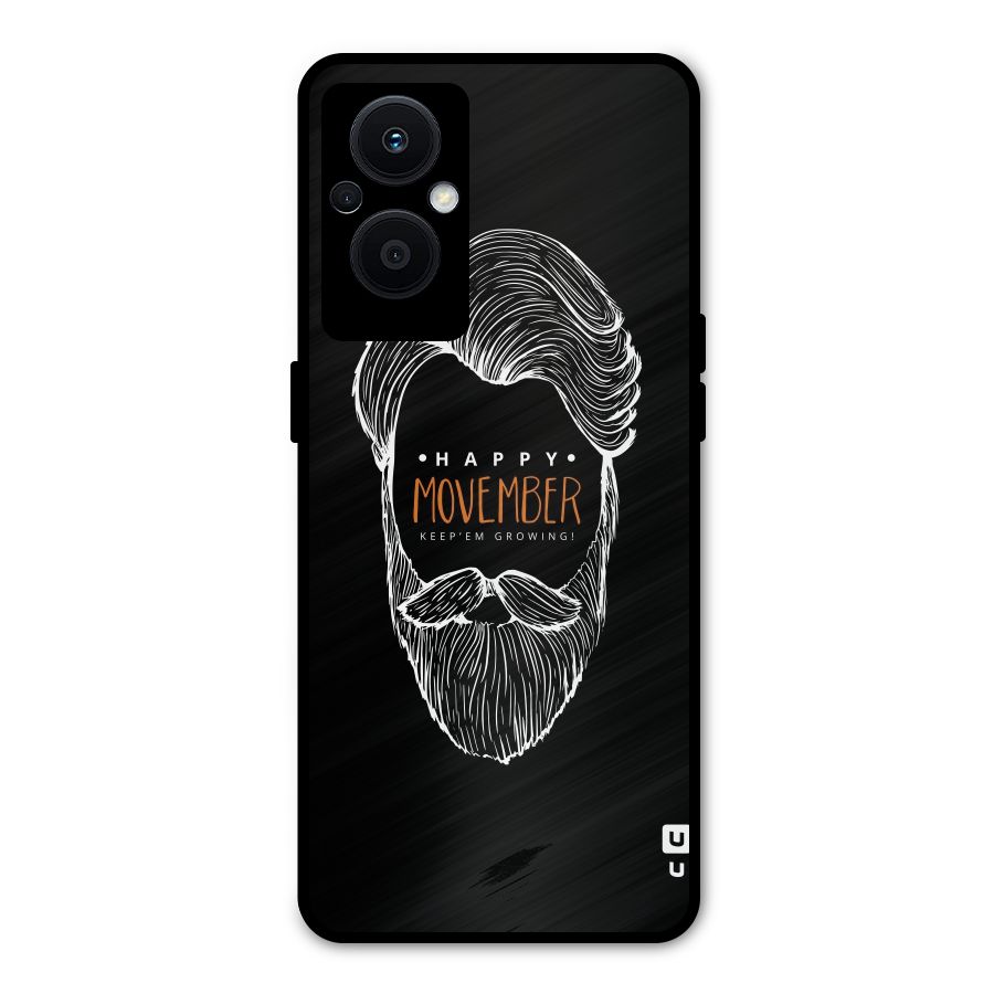 Happy Movember Black Metal Back Case for Oppo F21s Pro 5G
