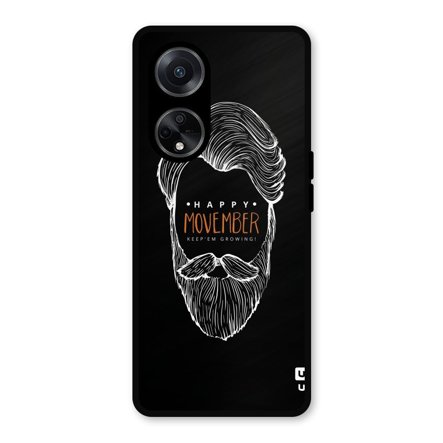 Happy Movember Black Metal Back Case for Oppo F23
