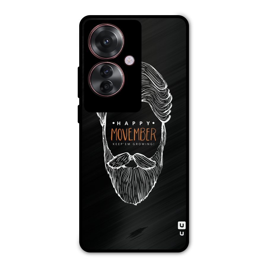 Happy Movember Black Metal Back Case for Oppo F25 Pro