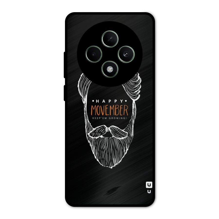 Happy Movember Black Metal Back Case for Oppo F27
