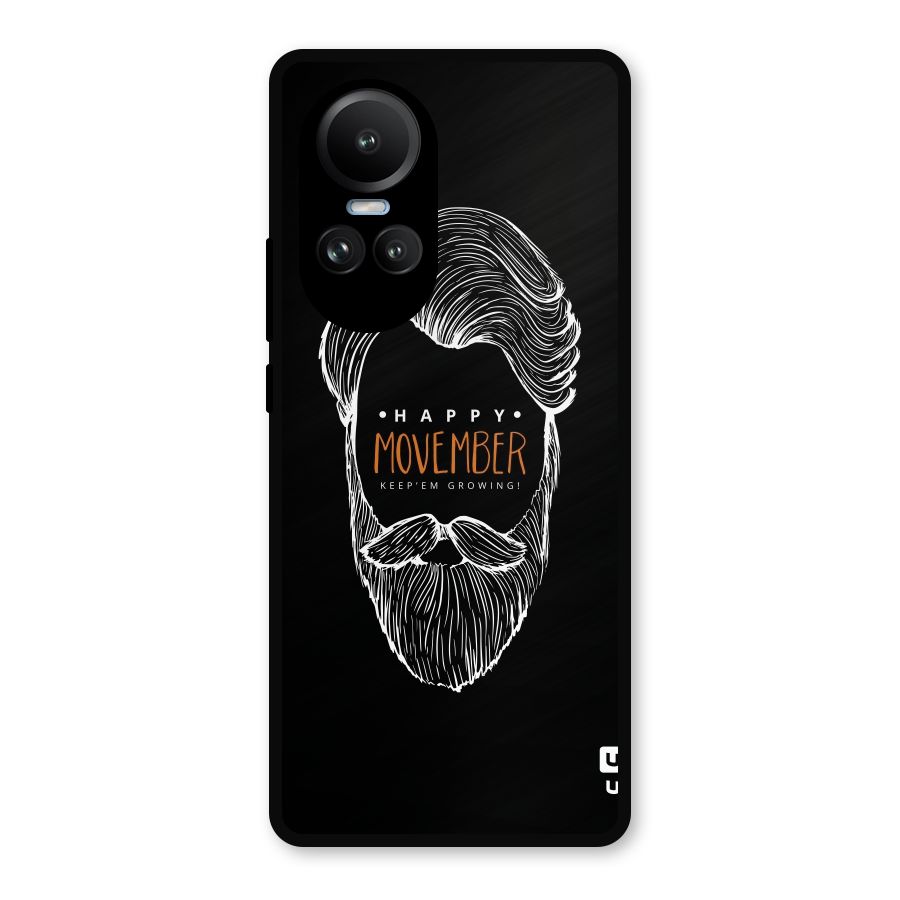 Happy Movember Black Metal Back Case for Oppo Reno10 Pro