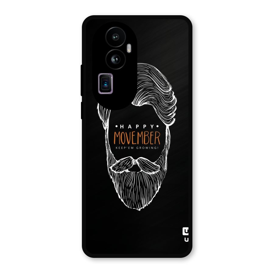 Happy Movember Black Metal Back Case for Oppo Reno10 Pro Plus