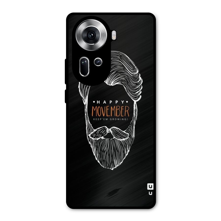 Happy Movember Black Metal Back Case for Oppo Reno11 5G