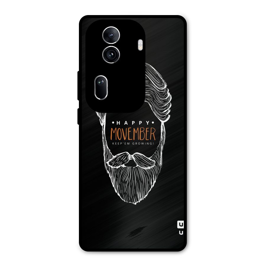 Happy Movember Black Metal Back Case for Oppo Reno11 Pro 5G
