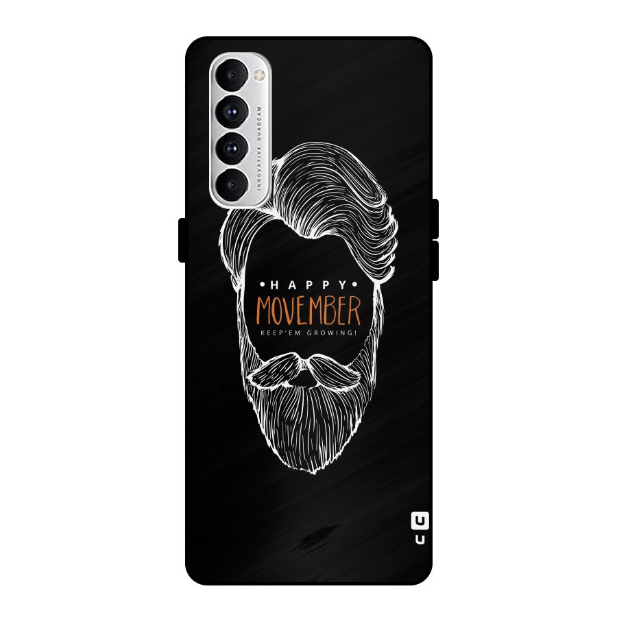 Happy Movember Black Metal Back Case for Oppo Reno4 Pro