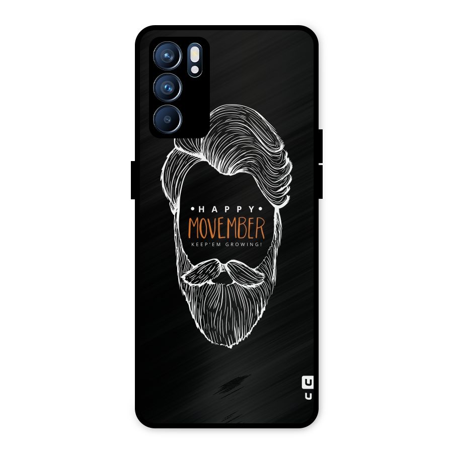 Happy Movember Black Metal Back Case for Oppo Reno6 5G
