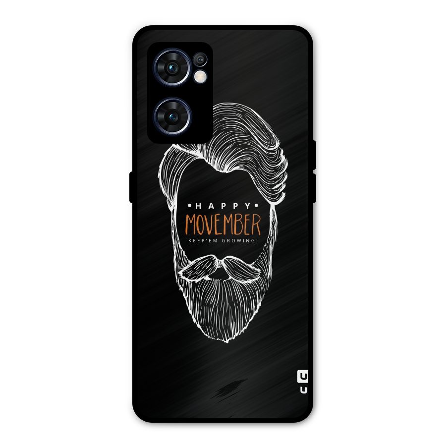 Happy Movember Black Metal Back Case for Oppo Reno7 5G