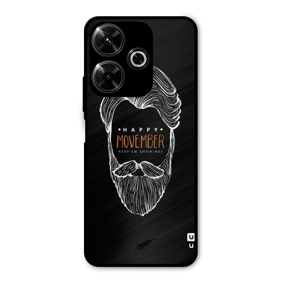 Happy Movember Black Metal Back Case for Poco M6 Plus