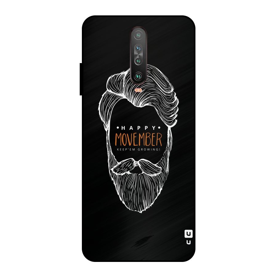 Happy Movember Black Metal Back Case for Poco X2