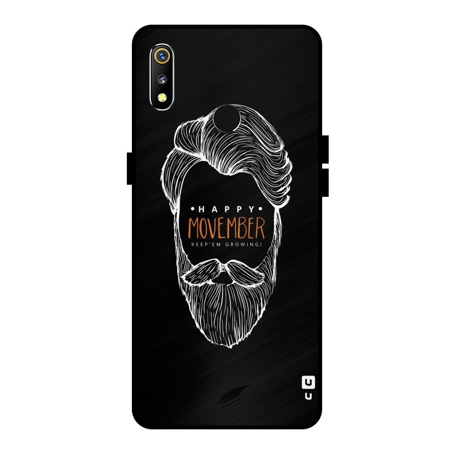 Happy Movember Black Metal Back Case for Realme 3