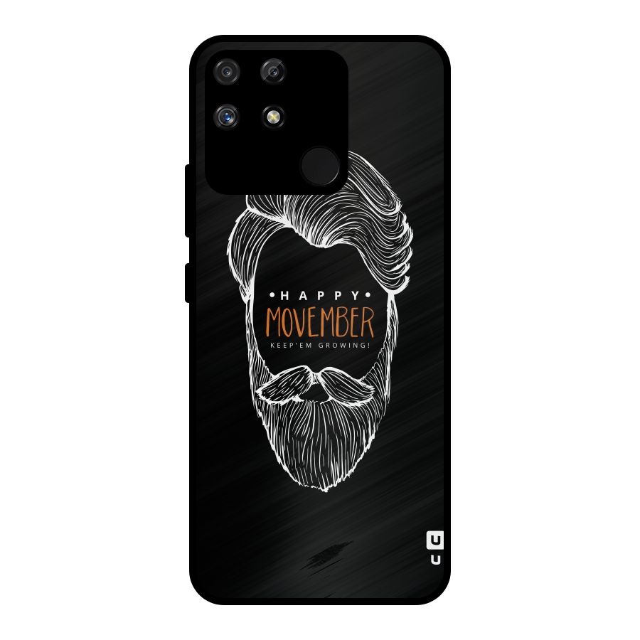 Happy Movember Black Metal Back Case for Realme Narzo 50A