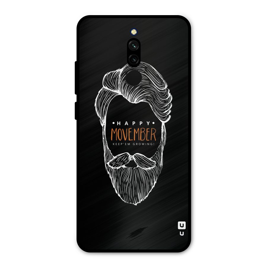 Happy Movember Black Metal Back Case for Redmi 8