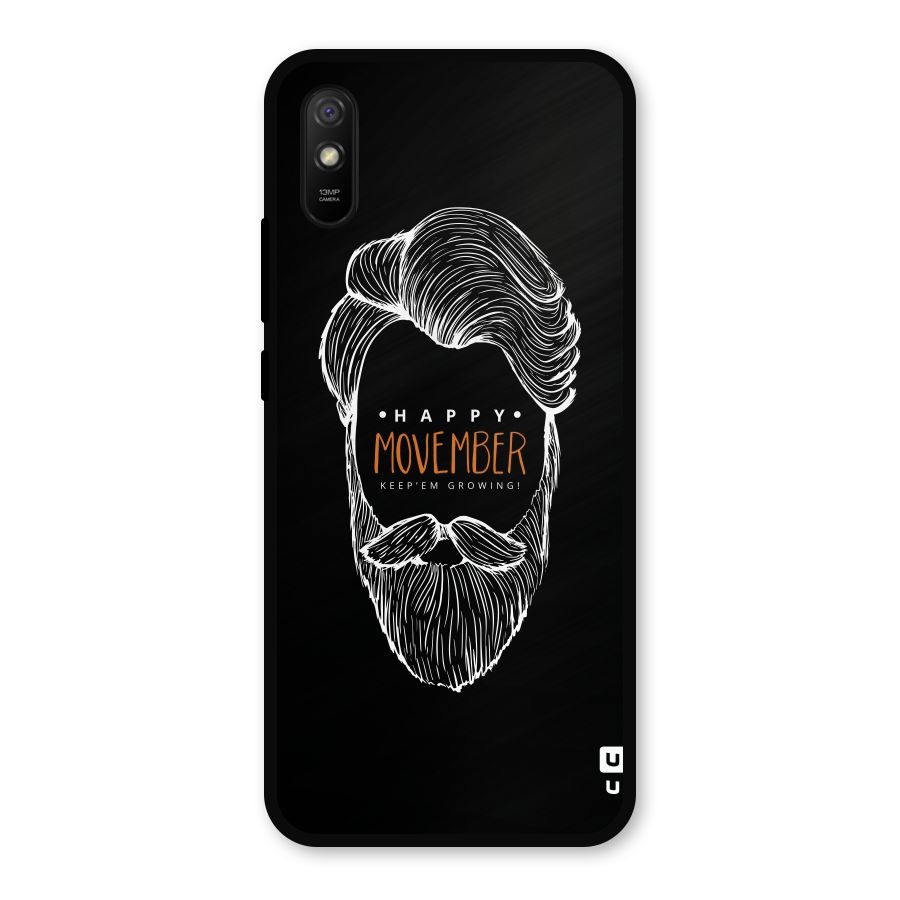 Happy Movember Black Metal Back Case for Redmi 9i