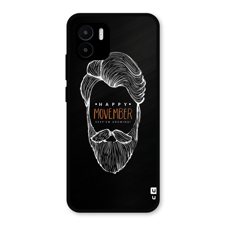 Happy Movember Black Metal Back Case for Redmi A2