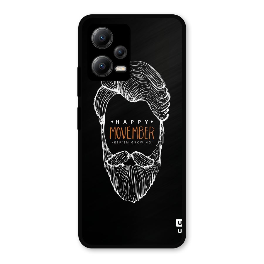Happy Movember Black Metal Back Case for Redmi Note 12 5G