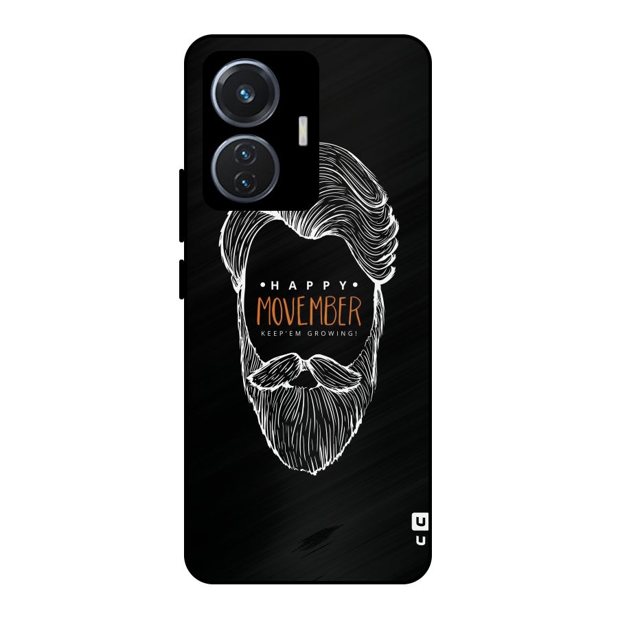 Happy Movember Black Metal Back Case for Vivo T1 44W